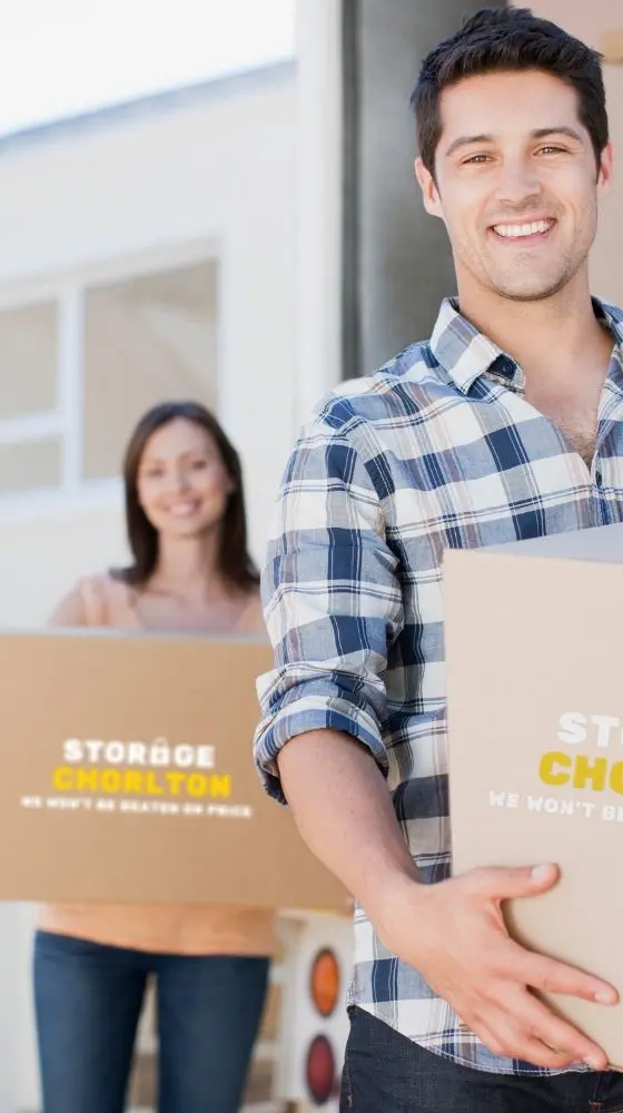Customers carrying Storage Chorlton branded boxes